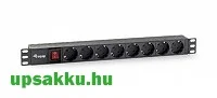   Equip 8-as fekete rackbe szerelhető elosztó schuko csatlakozóval (333283)