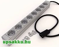 DI-STRIP Compact 8-as rackbe is szerelhető C14 - Schuko elosztósáv